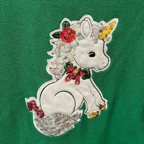 Green Unicorn Christmas Sweater Dress - Picture 4 of 6